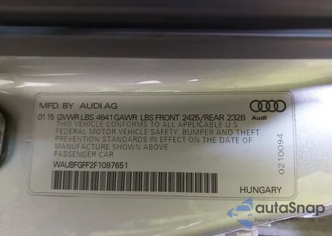 2015 Audi S3 2.0T Premium Plus из США, поврежденный, VIN WAUBFGFF2F1097651